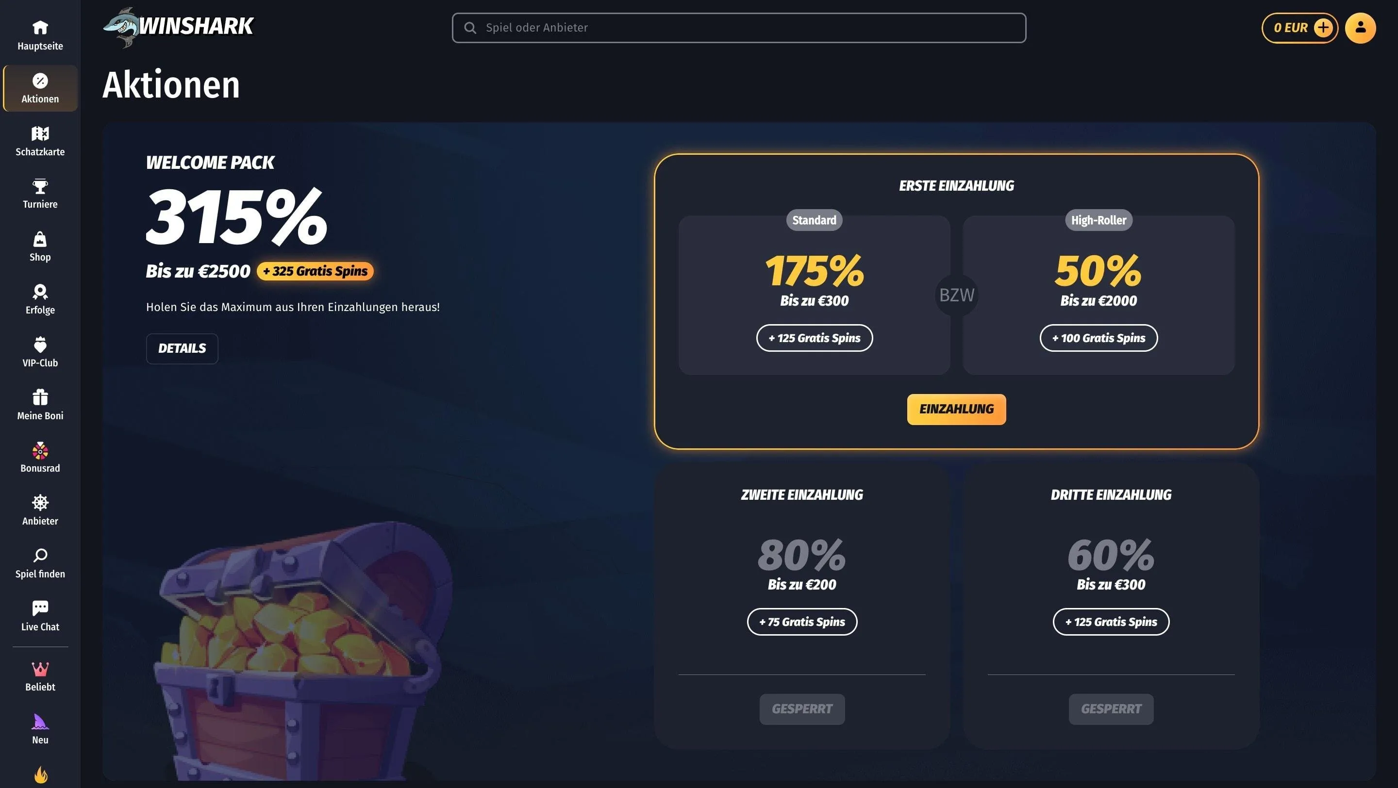 Winshark casino ohne KYC Winshark online casino ohne verifizierung