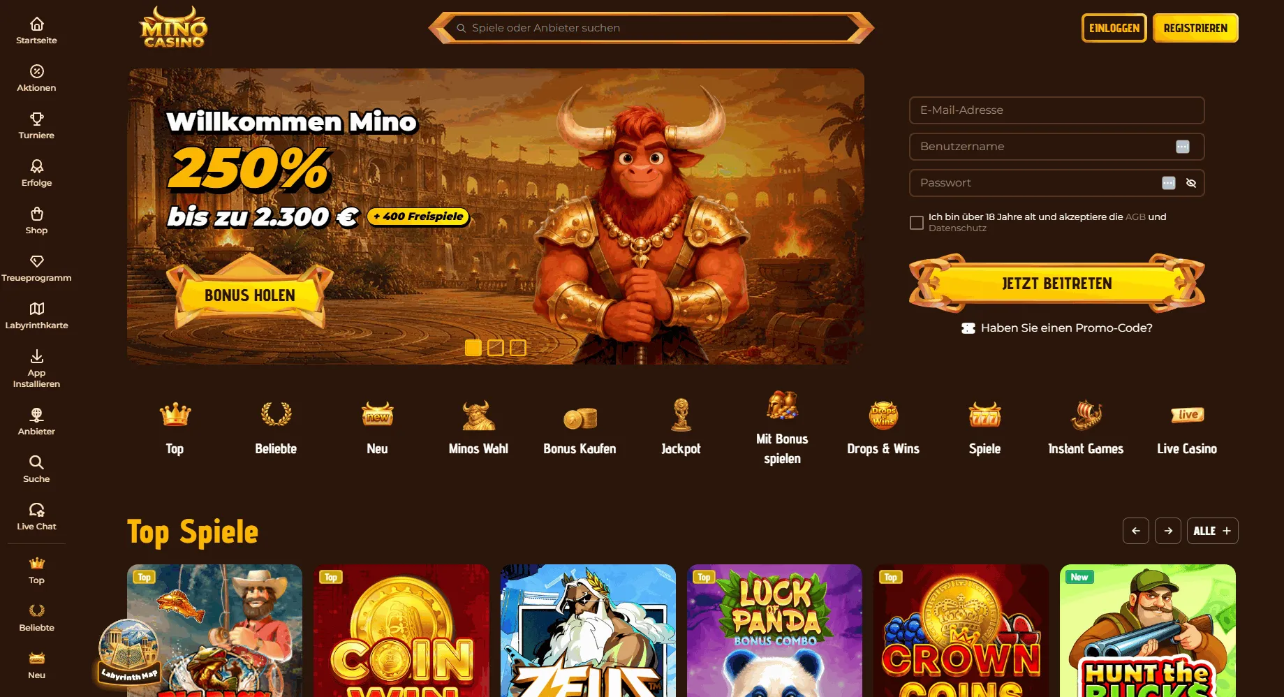 Mino Casino Online Casino mit EU Lizenz für Österreich